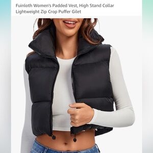 Black cropped puffer vest